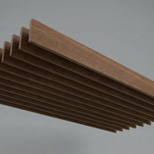Suspended wood baffle ceiling system