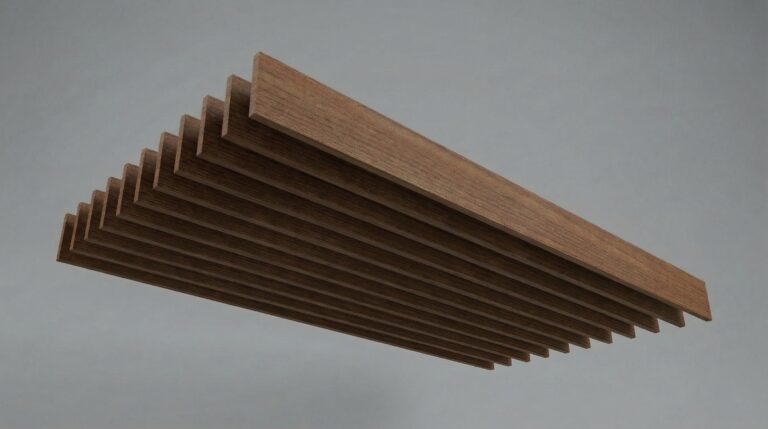 Suspended wood baffle ceiling system